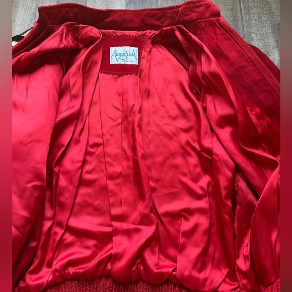 Vintage Augustina Suede and Leather Wearable Art Bomber Jacket - Size Medium - Picture 2 of 12